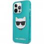 Karl Lagerfeld Choupette Head kryt pre iPhone 13 Pro Max - tyrkysový