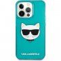 Karl Lagerfeld Choupette Head kryt pre iPhone 13 Pro Max - tyrkysový