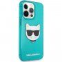 Karl Lagerfeld Choupette Head kryt pre iPhone 13 Pro Max - tyrkysový