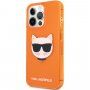 Karl Lagerfeld Choupette Head kryt pre iPhone 13 Pro Max - oranžový