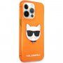 Karl Lagerfeld Choupette Head kryt pre iPhone 13 Pro Max - oranžový
