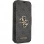 Guess 4G Metal Logo flipové puzdro pre iPhone 13 - sivé