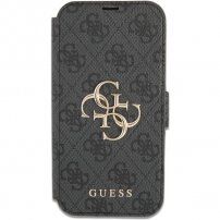 Guess 4G Metal Logo flipové puzdro pre iPhone 13 Pro - sivé