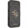 Guess 4G Metal Logo flipové puzdro pre iPhone 13 Pro - sivé