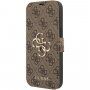 Guess 4G Metal Logo flipové puzdro pre iPhone 13 - hnedé