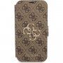 Guess 4G Metal Logo flipové puzdro pre iPhone 13 - hnedé