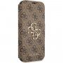 Guess 4G Metal Logo flipové puzdro pre iPhone 13 - hnedé