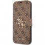 Guess 4G Metal Logo flipové puzdro pre iPhone 13 Pro - hnedé