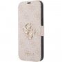 Guess 4G Metal Logo flipové puzdro pre iPhone 13 - ružové