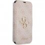 Guess 4G Metal Logo flipové puzdro pre iPhone 13 - ružové