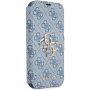 Guess 4G Metal Logo flipové puzdro pre iPhone 13 - modré