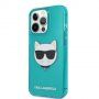 Karl Lagerfeld Choupette Head kryt pre iPhone 13 Pro Max - tyrkysový