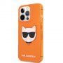 Karl Lagerfeld Choupette Head kryt pre iPhone 13 Pro Max - oranžový