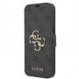 Guess 4G Metal Logo flipové puzdro pre iPhone 13 - sivé