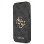 Guess 4G Metal Logo flipové puzdro pre iPhone 13 Pro - sivé