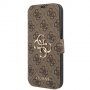 Guess 4G Metal Logo flipové puzdro pre iPhone 13 - hnedé
