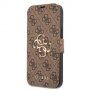Guess 4G Metal Logo flipové puzdro pre iPhone 13 Pro - hnedé