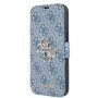 Guess 4G Metal Logo flipové puzdro pre iPhone 13 - modré