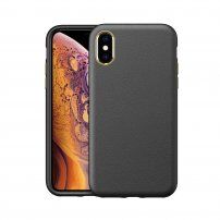 Nárazuvzdorný kryt s textúrou kože pre iPhone XS Max - čierny