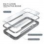 Extra odolný kryt s transparentnou zadnou stranou a kovovým rámom pre iPhone 12 Pro Max - sivý
