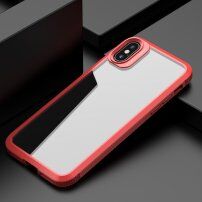Nárazuvzdorný transparentný kryt s karbónovou textúrou pre iPhone XS Max - červený