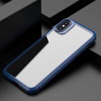 Nárazuvzdorný transparentný kryt s karbónovou textúrou pre iPhone XR - modrý