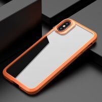 Nárazuvzdorný transparentný kryt s karbónovou textúrou pre iPhone XS Max - oranžový