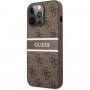 Guess 4G Printed Stripe kryt pre iPhone 13 Pro - hnedý