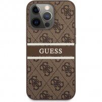 Guess 4G Printed Stripe kryt pre iPhone 13 Pro - hnedý
