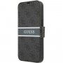 Guess 4G Printed Stripe flipové puzdro pre iPhone 13 mini - sivé