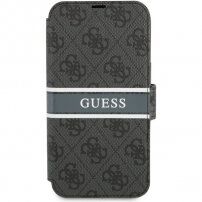 Guess 4G Printed Stripe flipové puzdro pre iPhone 13 mini - sivé