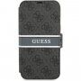 Guess 4G Printed Stripe flipové puzdro pre iPhone 13 - sivé