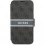 Guess 4G Printed Stripe flipové puzdro pre iPhone 13 Pro - sivé