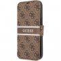 Guess 4G Printed Stripe flipové puzdro pre iPhone 13 mini - hnedé