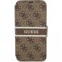 Guess 4G Printed Stripe flipové puzdro pre iPhone 13 - hnedé