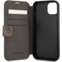 Guess 4G Printed Stripe flipové puzdro pre iPhone 13 - hnedé
