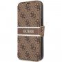 Guess 4G Printed Stripe flipové puzdro pre iPhone 13 Pro Max - hnedé