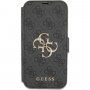 Guess 4G Metal Logo flipové puzdro pre iPhone 13 Pro Max - sivé