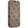 Guess 4G Metal Logo flipové puzdro pre iPhone 13 Pro Max - hnedé