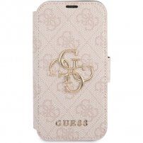 Guess 4G Metal Logo flipové puzdro pre iPhone 13 mini - ružové