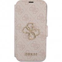 Guess 4G Metal Logo flipové puzdro pre iPhone 13 Pro Max - ružové
