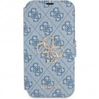 Guess 4G Metal Logo flipové puzdro pre iPhone 13 Pro Max - modré