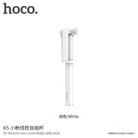 HOCO selfie tyč s drôtovou spúšťou pre Apple iPhone – max. 71 cm – biela
