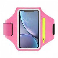 Športové puzdro na ruku s kapsou na kľúče a priestorom na karty pre iPhone - ružové