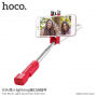 HOCO selfie tyč s drôtovou spúšťou s lightning konektorom pre Apple iPhone – max. 65 cm – čierna