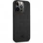Mercedes Genuine Leather Meshed kožený kryt pre iPhone 13 Pro Max - čierny