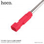 HOCO selfie tyč s drôtovou spúšťou s lightning konektorom pre Apple iPhone – max. 65 cm – červená