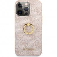 Guess 4G Ring kryt s držiakom na prst pre iPhone 13 Pro Max - ružový