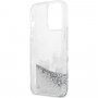 Karl Lagerfeld Liquid Glitter Karl and Choupette kryt pre iPhone 13 Pro Max - strieborný