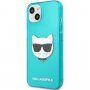 Karl Lagerfeld Choupette Head kryt pre iPhone 13 mini - tyrkysový